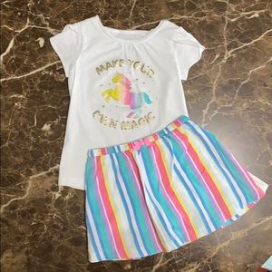 Carter’s unicorn two piece skort set